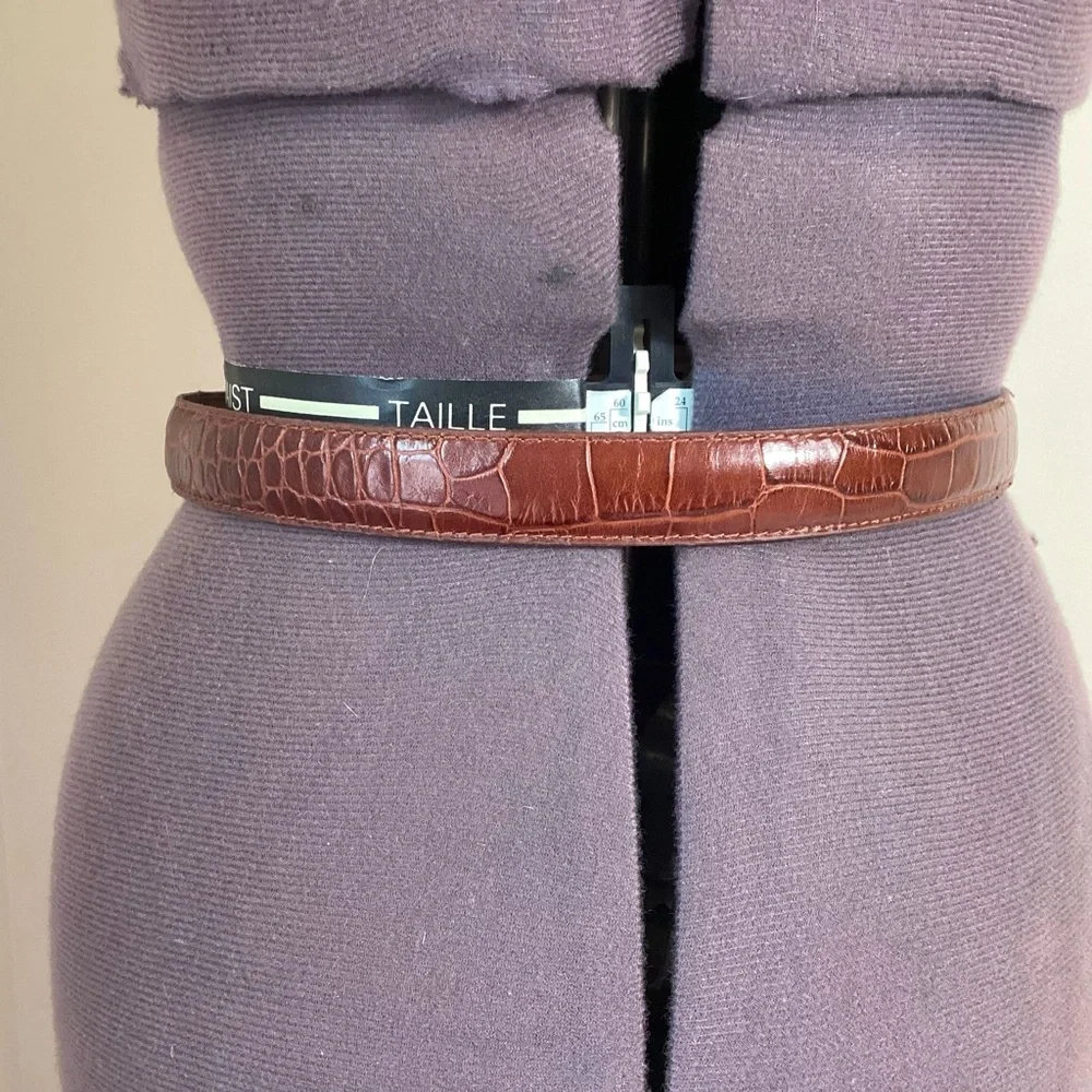 St Johns Bay Croc Embossed Leather Belt Size M